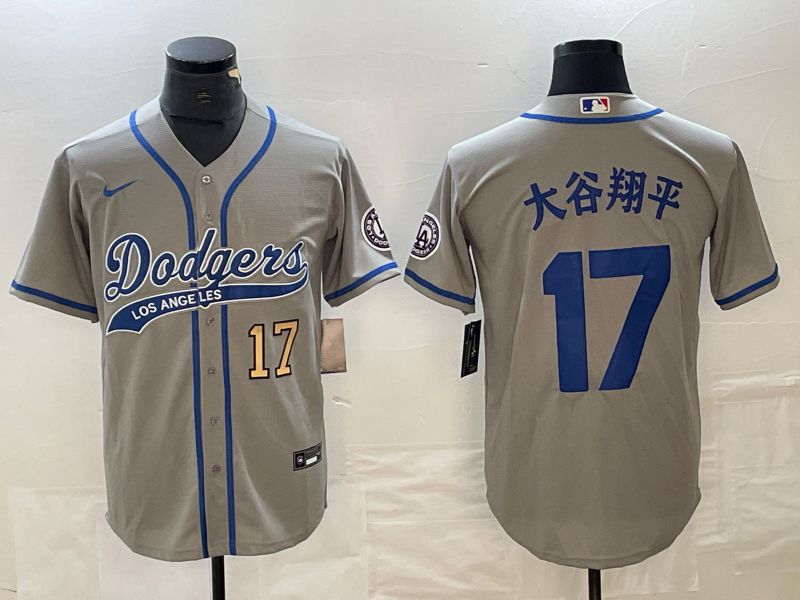 Men Los Angeles Dodgers #17 Ohtani Grey Nike Game MLB Jersey style 11